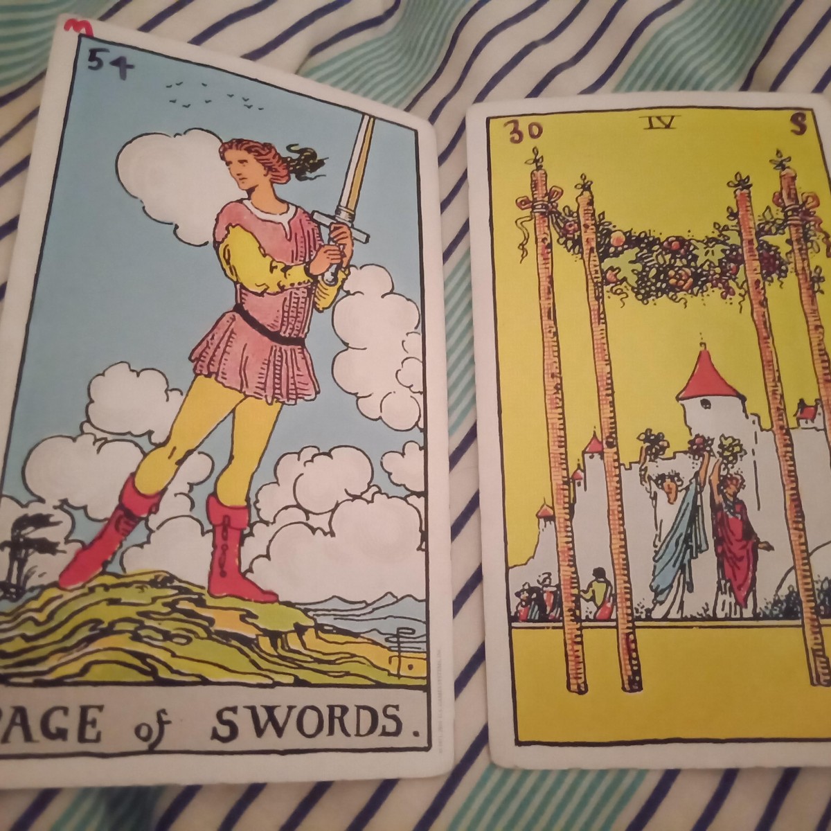 Page of Swords + IV Wands ‘Completion’